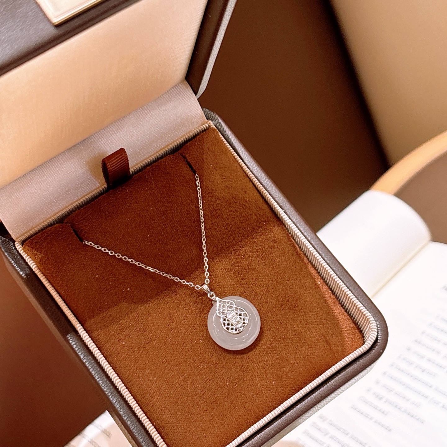 Solid Silver Hetian Jade Necklace Vintage Father's Day Silver