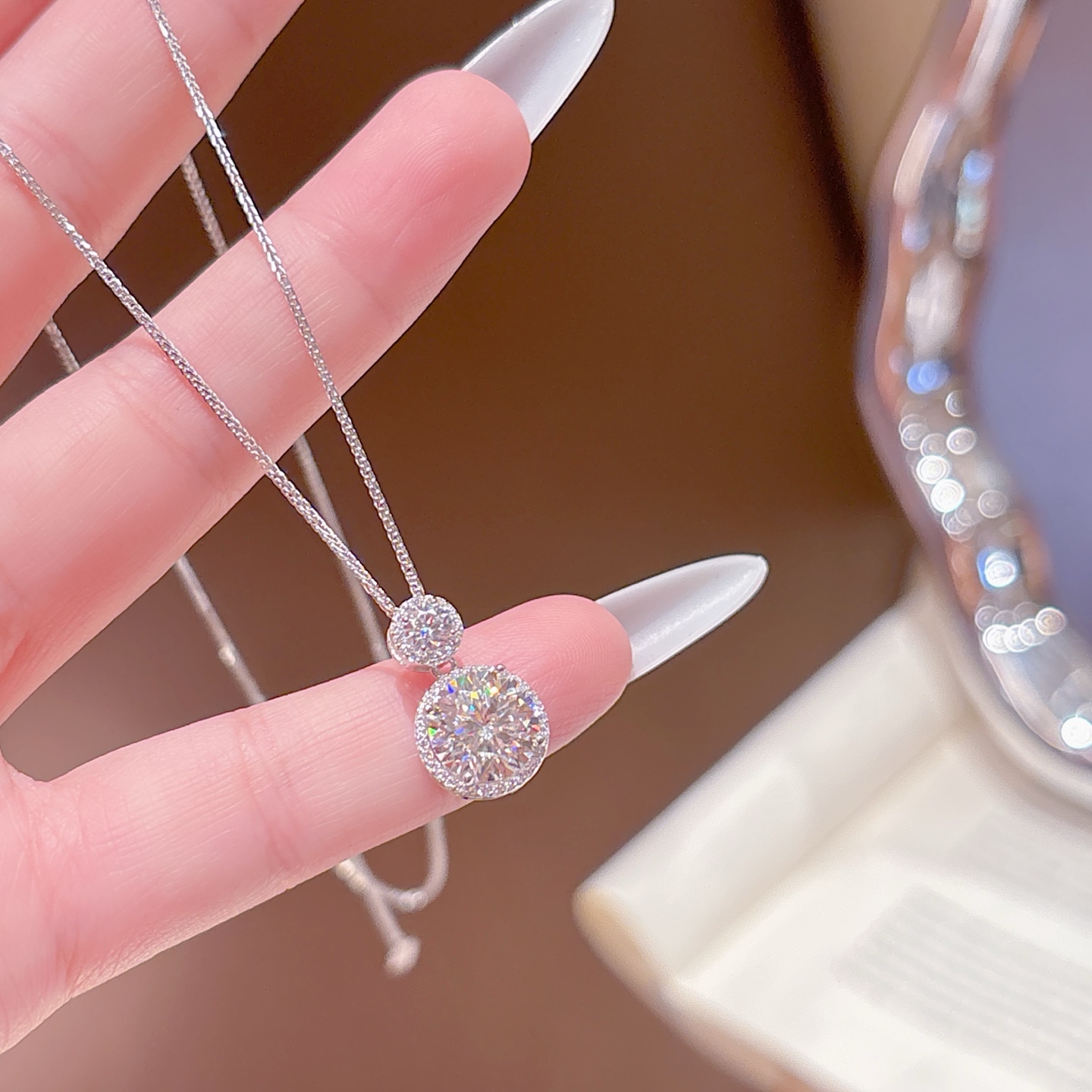 925 Silber Moissanit Kette Hochwertig Reise Gold