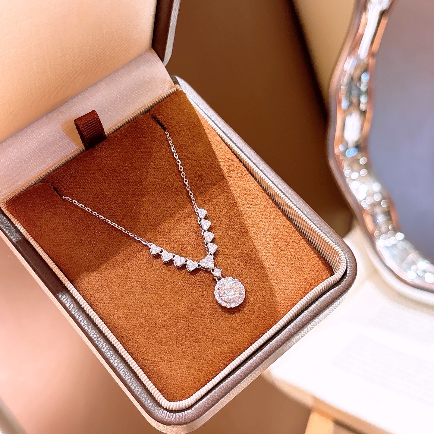 925 Silber Moissanit Kette Lebendig Reise Gold