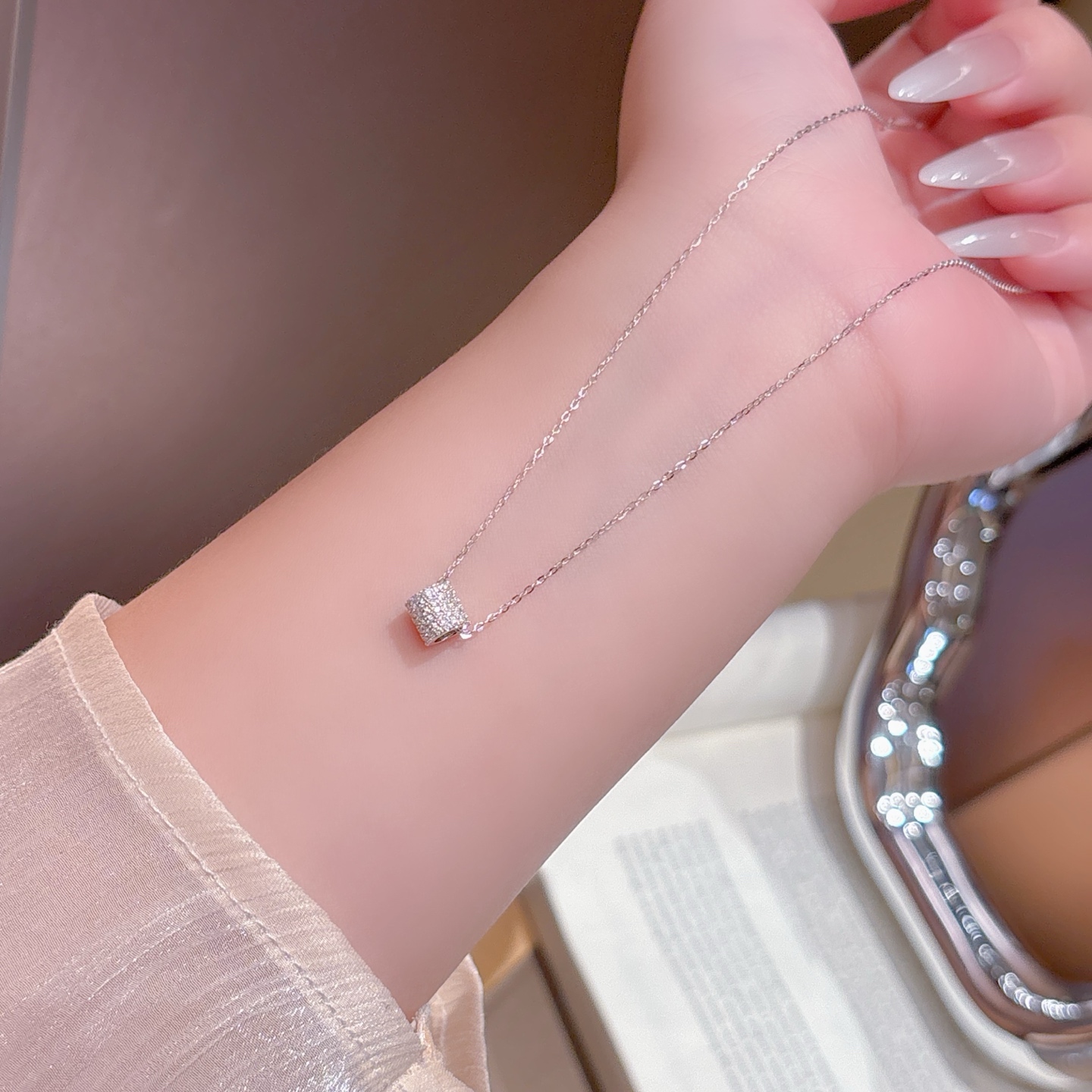 Allergiearmes Silber Moissanit Kette Verspielt Verlobung Gold