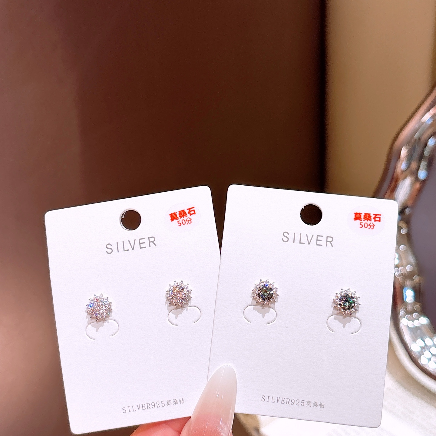 Low Allergy Silver Moissanite Studs Cute Wedding Registration Silver