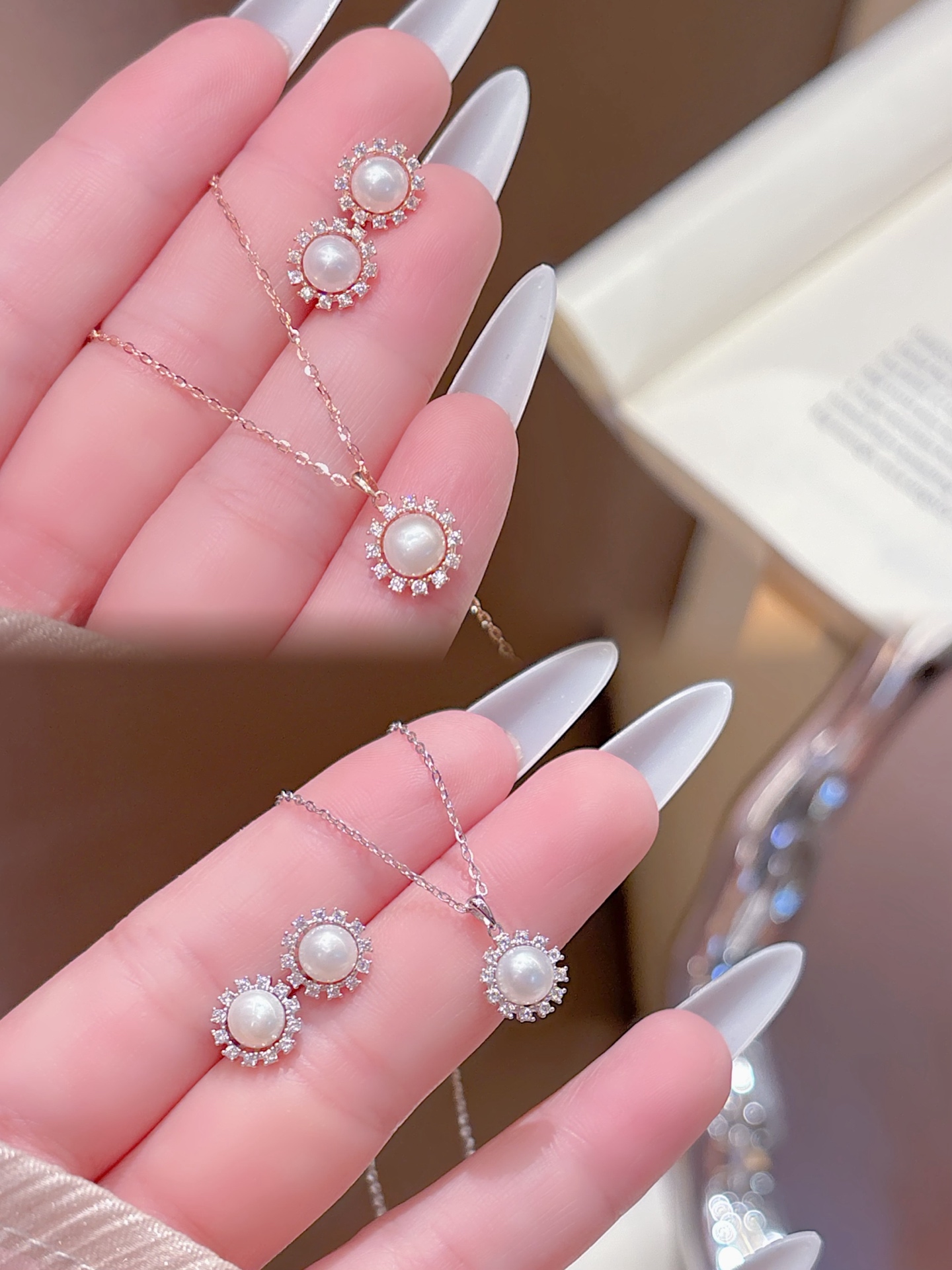 軽やかS925スターリングシルバーイヤリング＆ネックレスセットシルバー パーティー