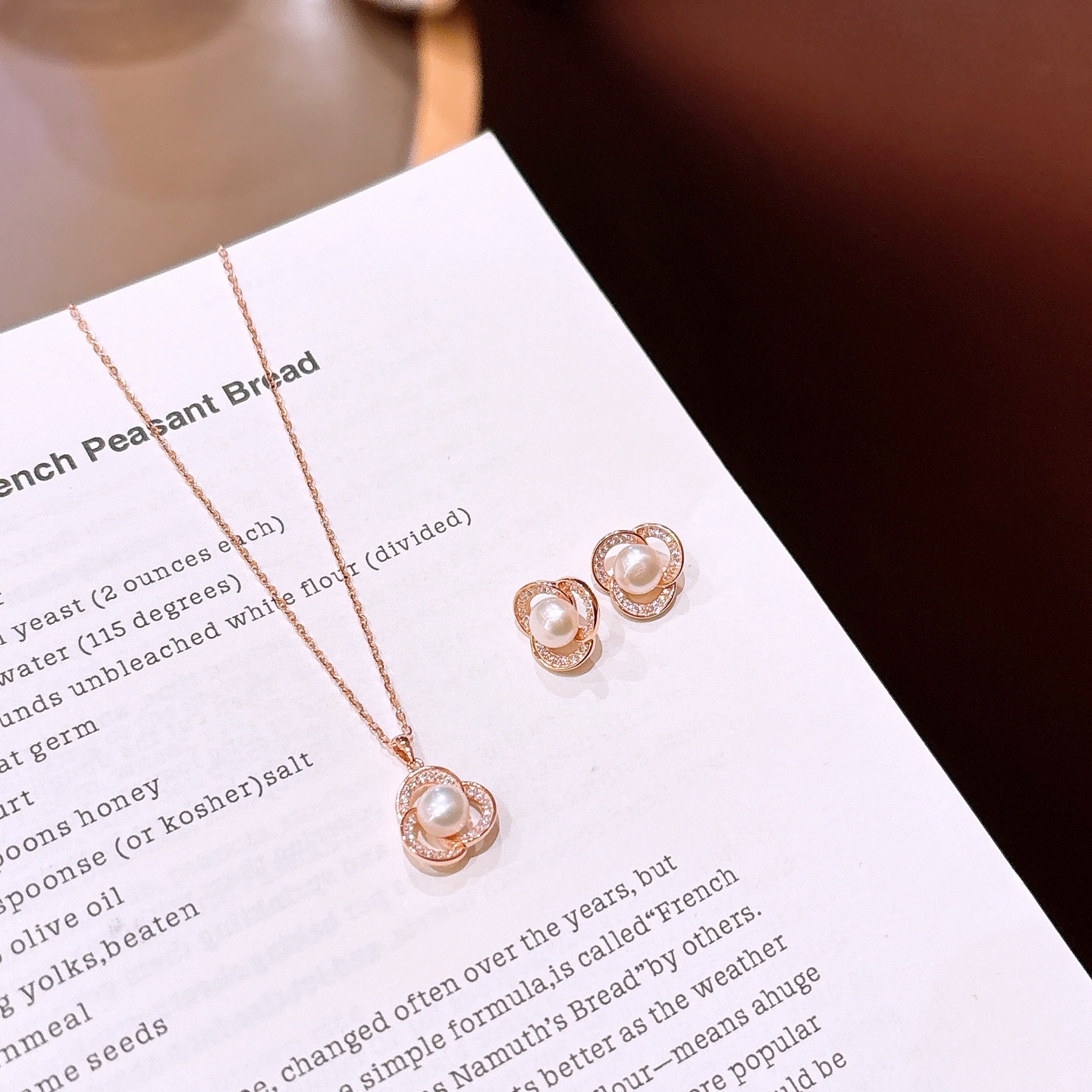 遊び心S925スターリングシルバーイヤリング＆ネックレスセットゴールド バレンタインデー