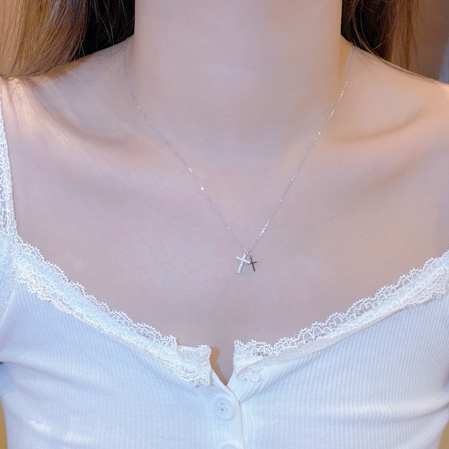 Hypoallergenic Silver Moissanite Necklace Girly Everyday Wear Silver