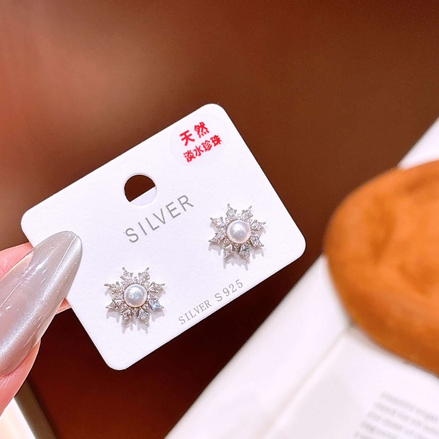 925 Silver Freshwater Pearl Studs French Wedding Favor Silver