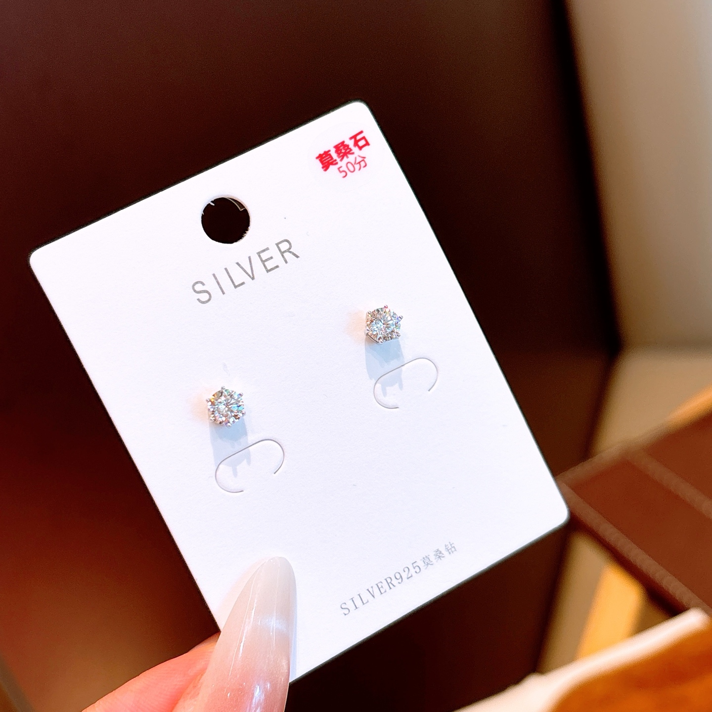 925 Silver Moissanite Studs Unique Party Silver