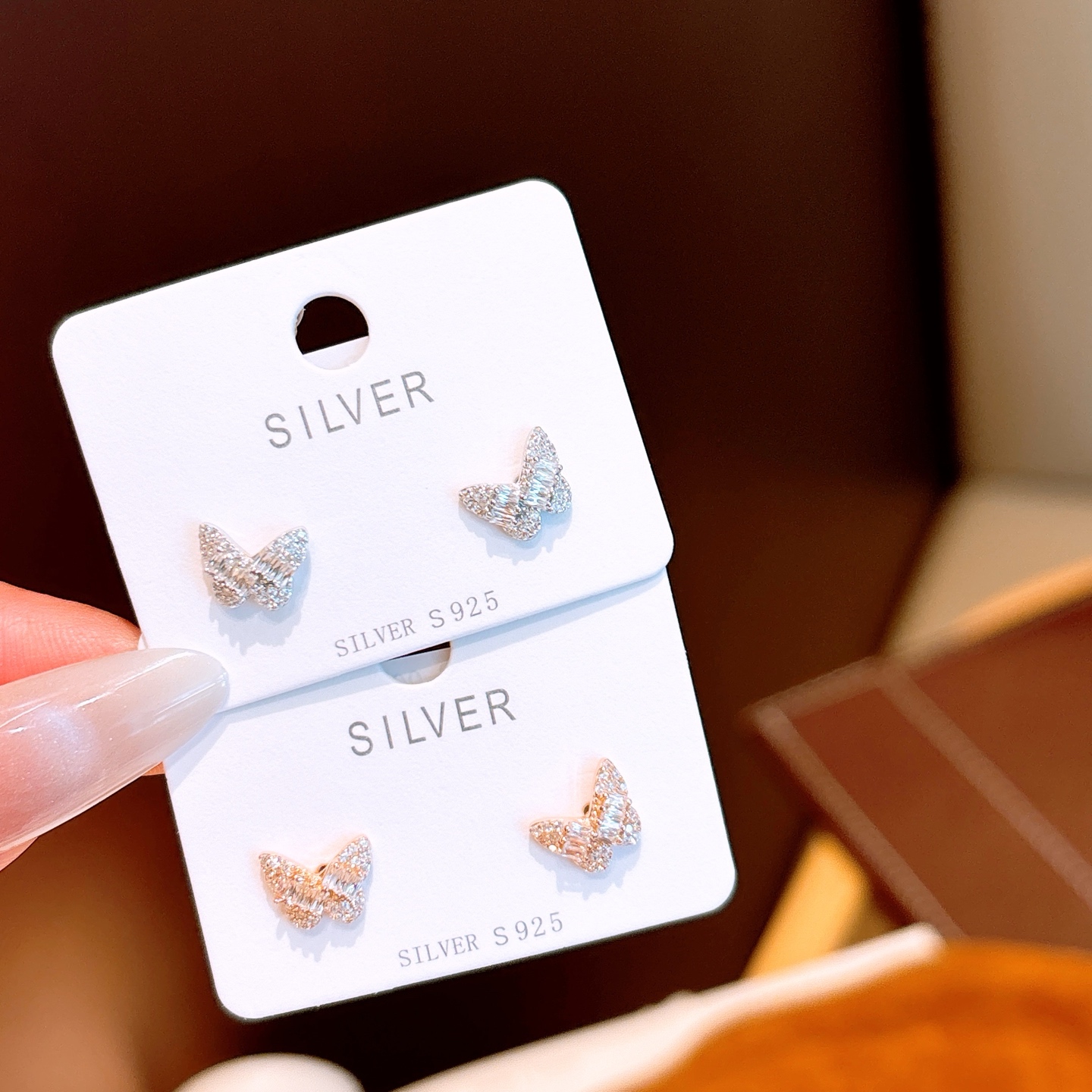 Fine Silver Earrings Romantic New Year Gold