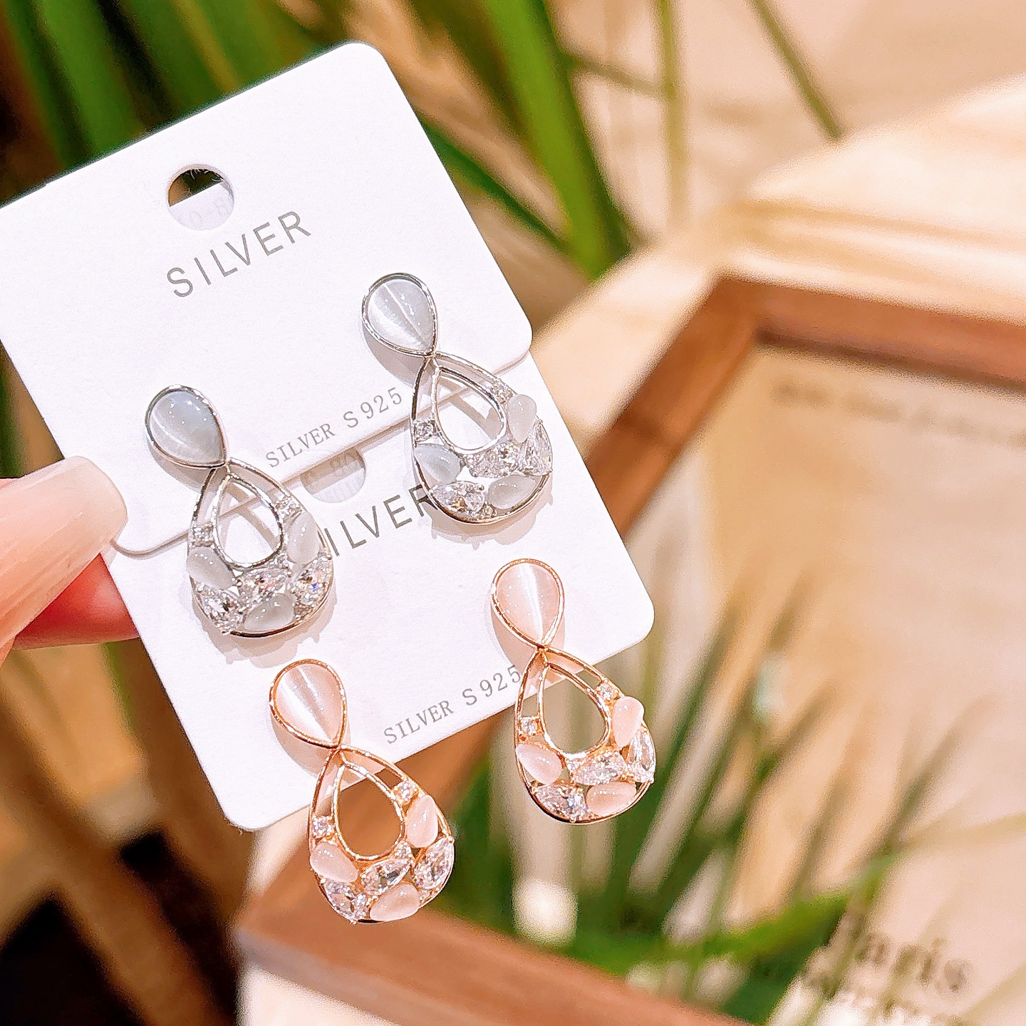 ロマンチック925シルバーイヤリングゴールド 誕生日