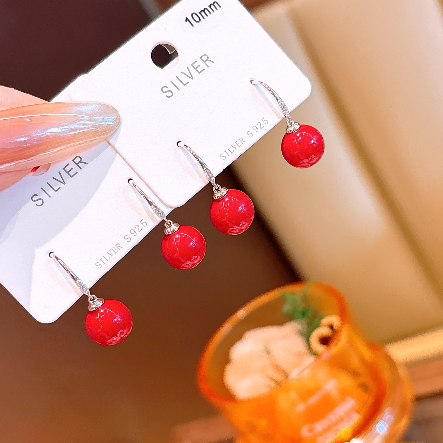 韓国風ニッケル無添加銀ドロップ＆スレッドイヤリングシルバー 卒業