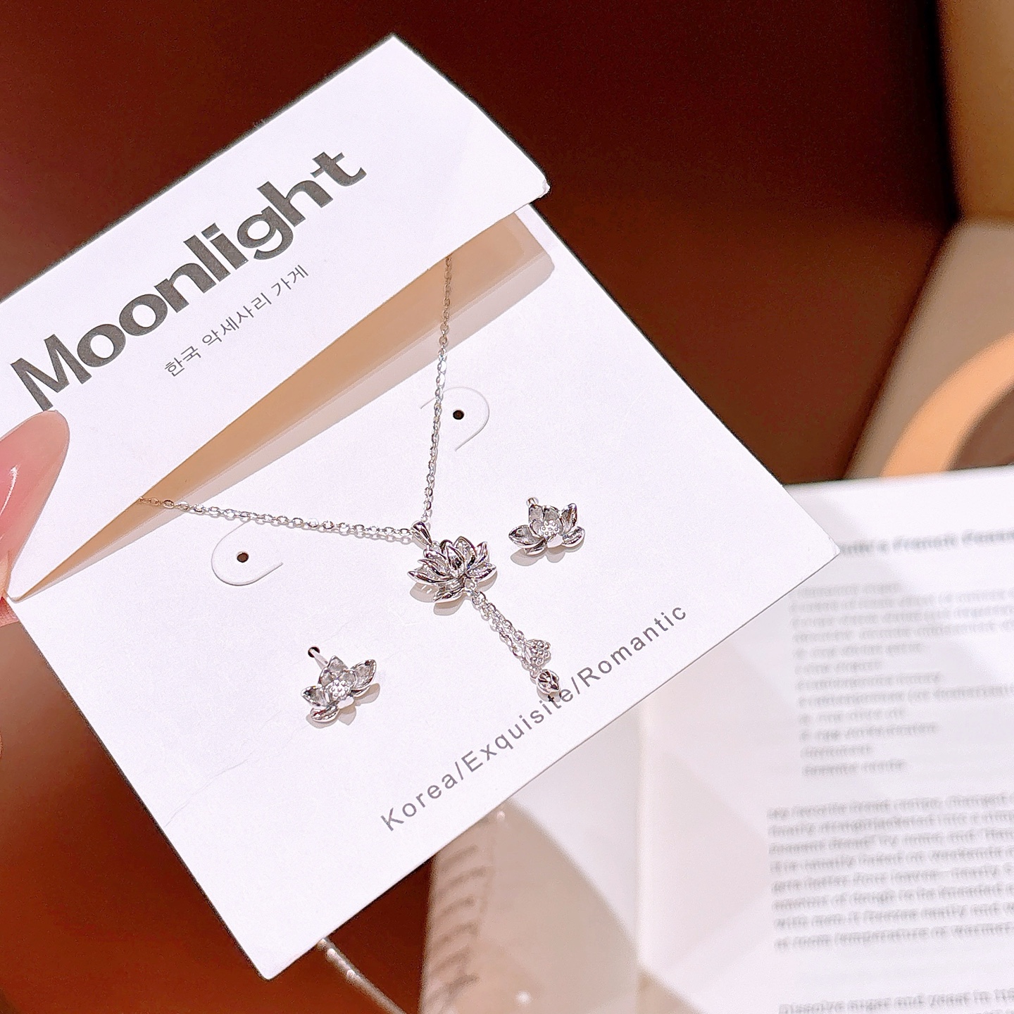 925 Silver Earrings & Necklace Set Sweet Workplace Silver