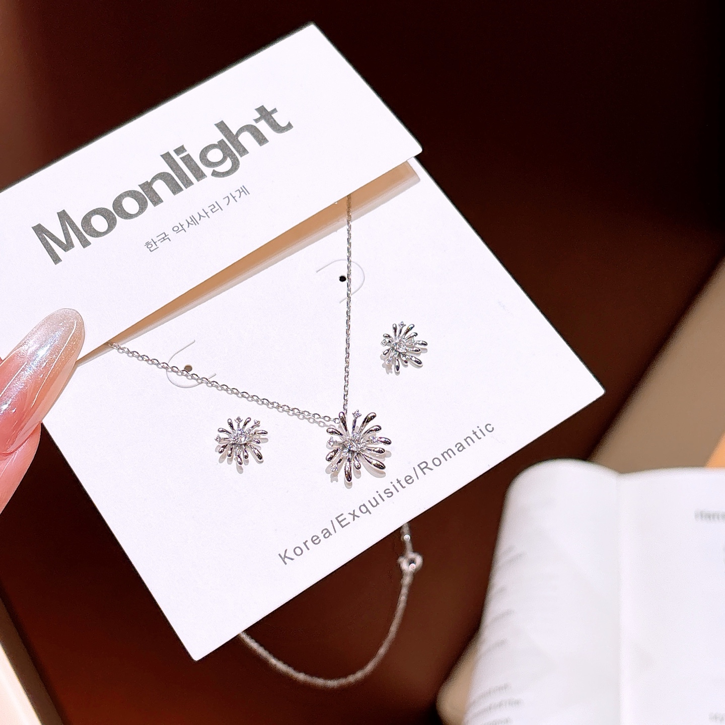 韓国風925シルバーイヤリング＆ネックレスセットシルバー 通勤