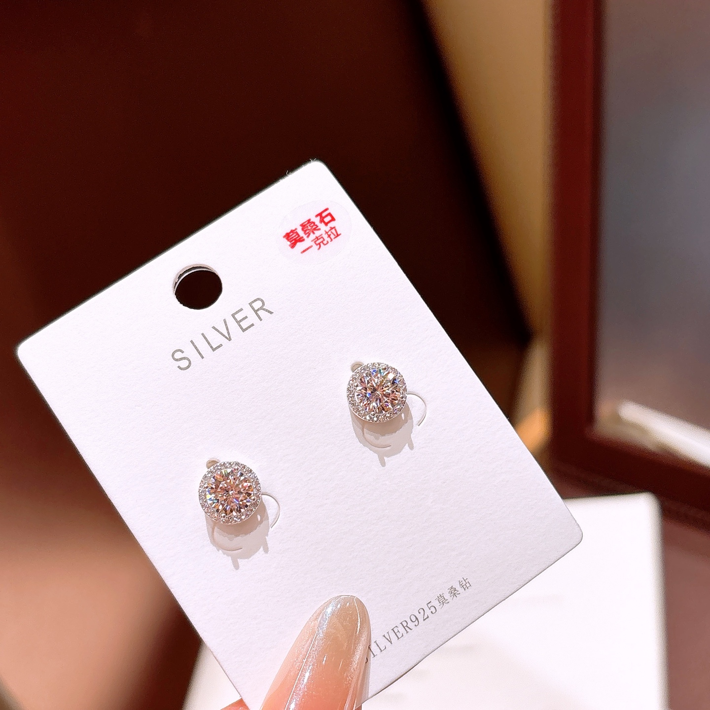 High Polish Silver Moissanite Studs Dainty Mother's Birthday Gold