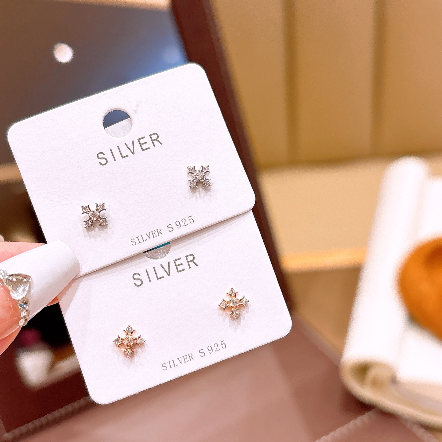 High Polish Silver Earrings Dainty Party Gold