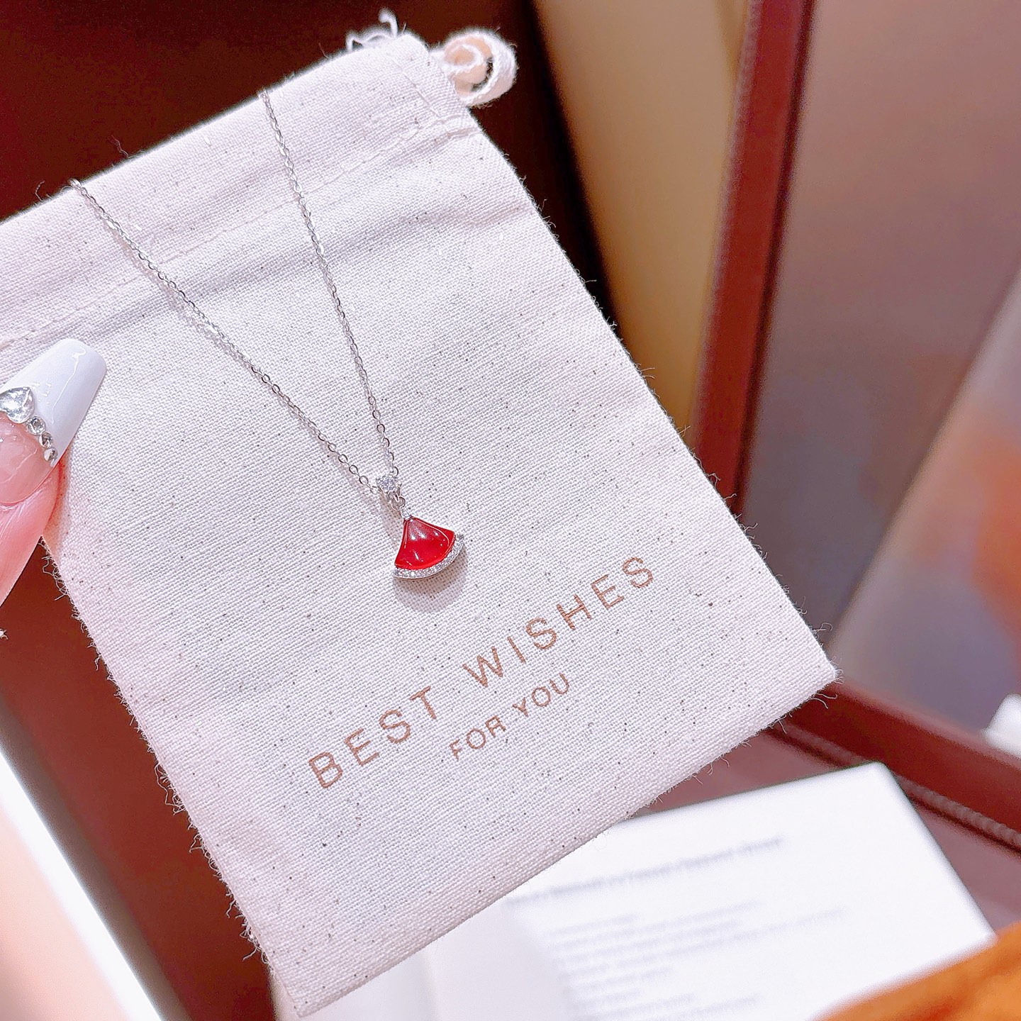 925 Silver Moissanite Necklace Forest Annual Party Gold