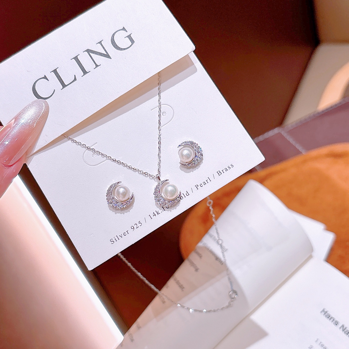 High Polish Silver Earrings & Necklace Set Ins Style Mother's Birthday