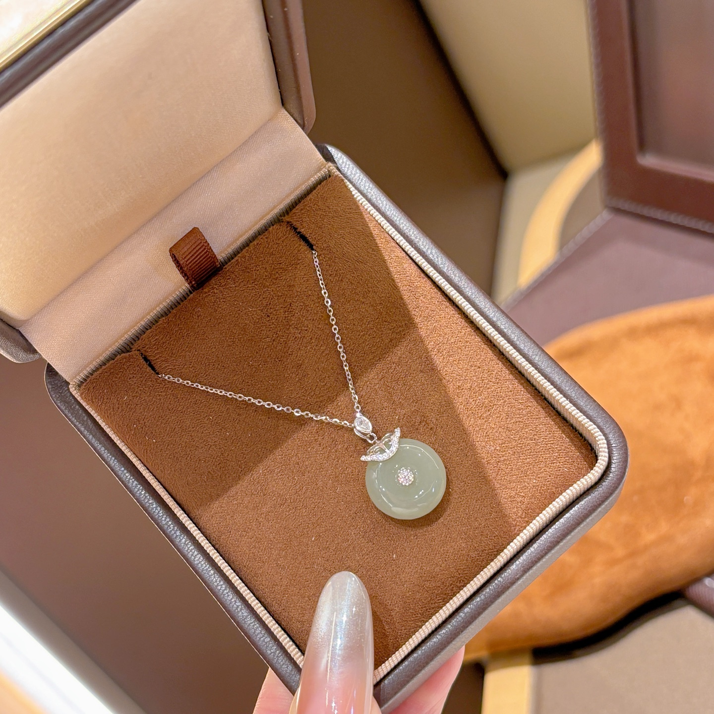 925 Silver Hetian Jade Necklace Vintage Christmas Gold