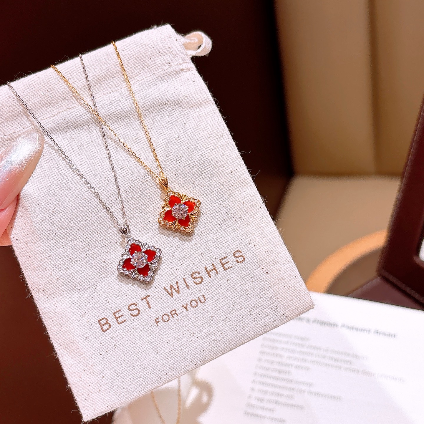 925 Silver Necklace Romantic Office Gold