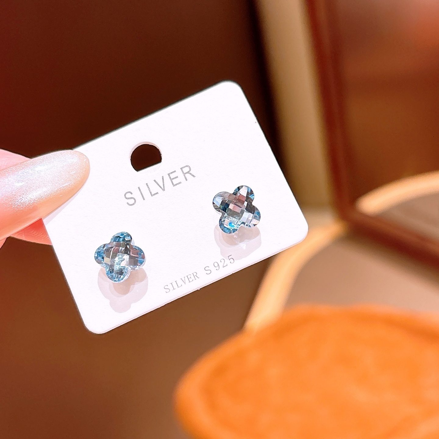 S925 Sterling Silver Earrings Artistic Christmas Gold