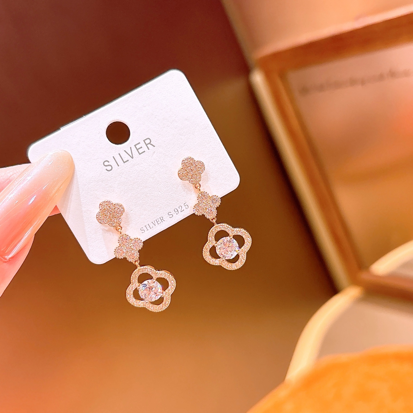 925 Silver Earrings Forest Self-love Gold