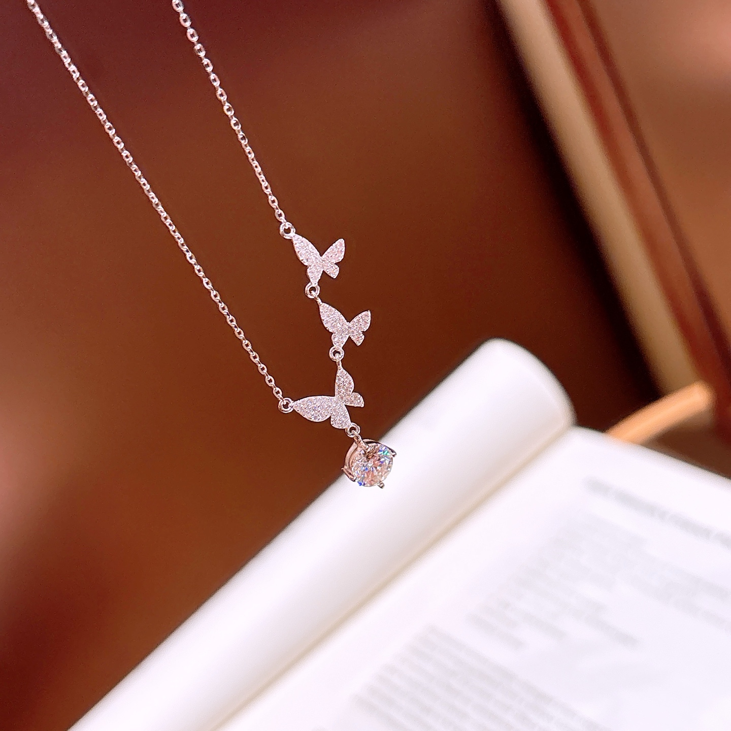 925 Silver Moissanite Necklace Pure Spring Festival Gold