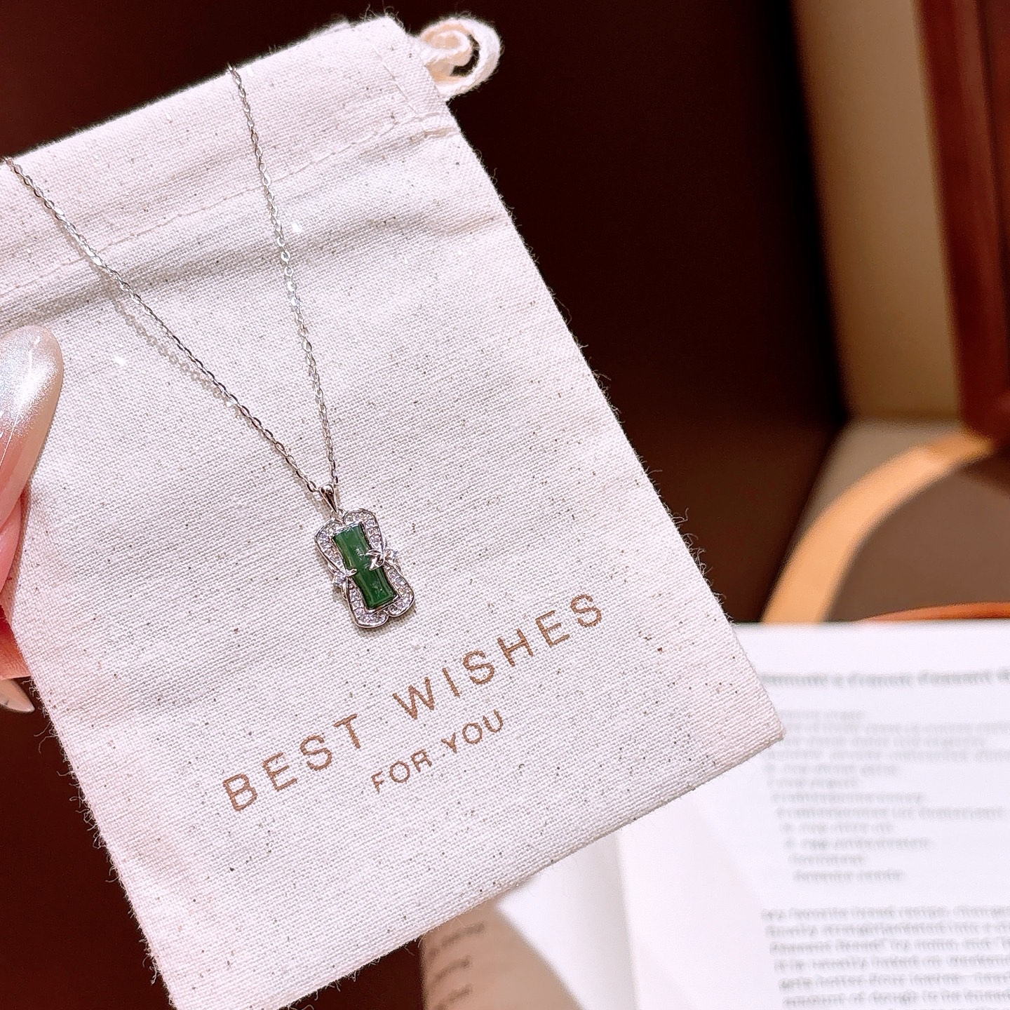 High Polish Silver Jadeite Necklace Pure Father's Day Silver