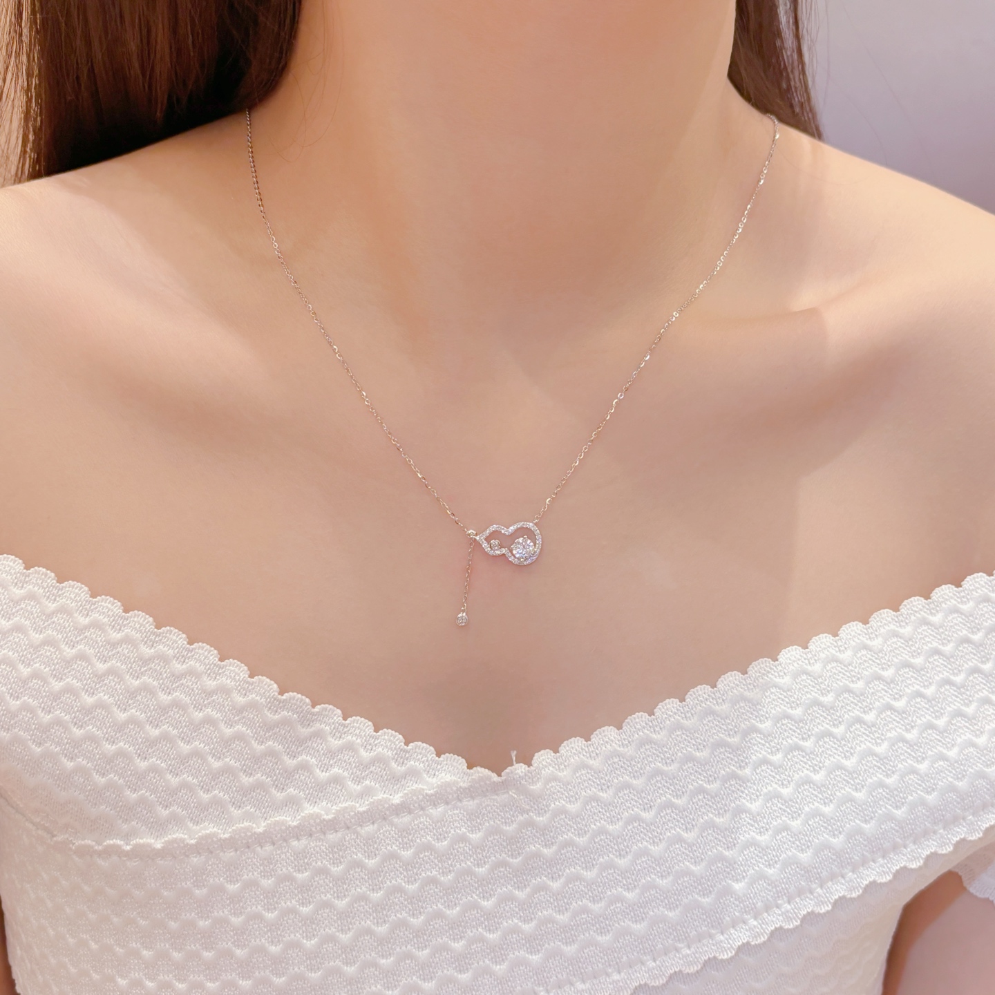 High Polish Silver Moissanite Necklace Chic Banquet Gold