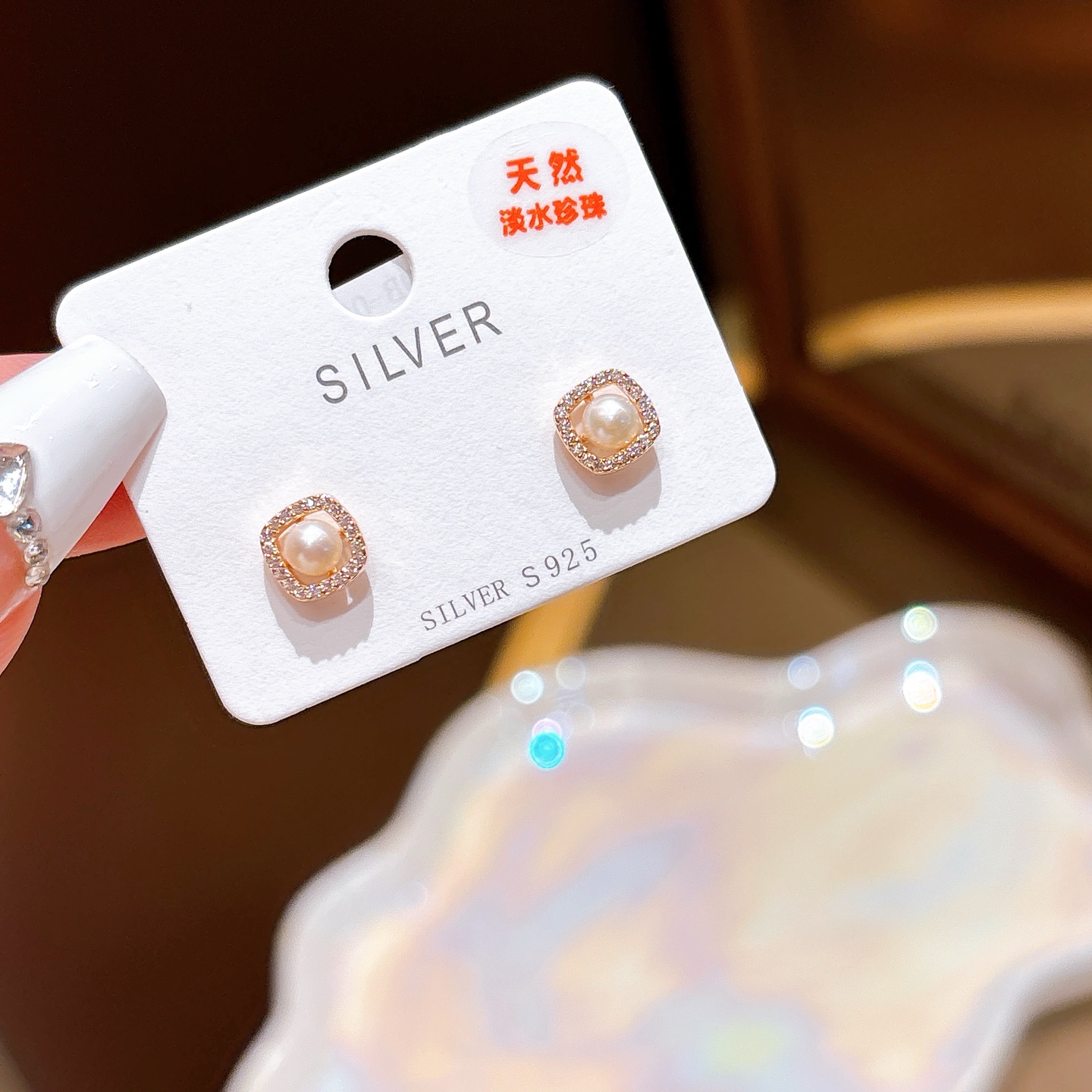 925 Silver Freshwater Pearl Studs Artistic Teacher's Day Silver