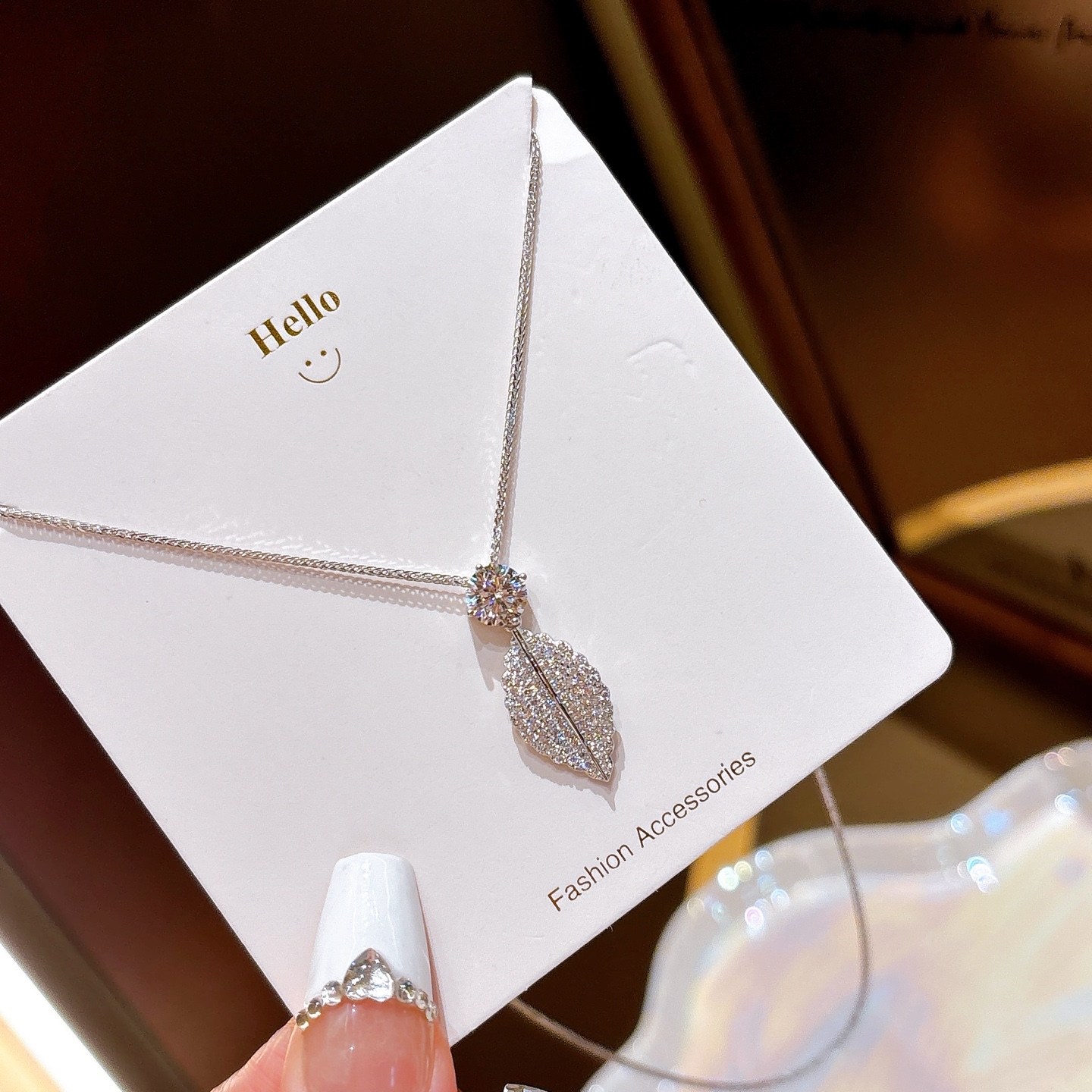 High Polish Silver Moissanite Necklace Delicate Confession Gold