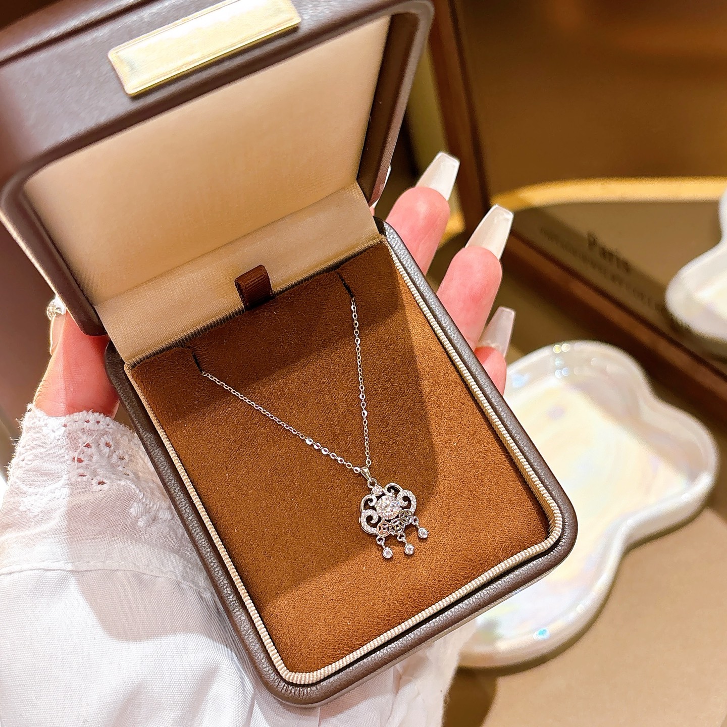 Low Allergy Silver Moissanite Necklace Cute Housewarming Silver