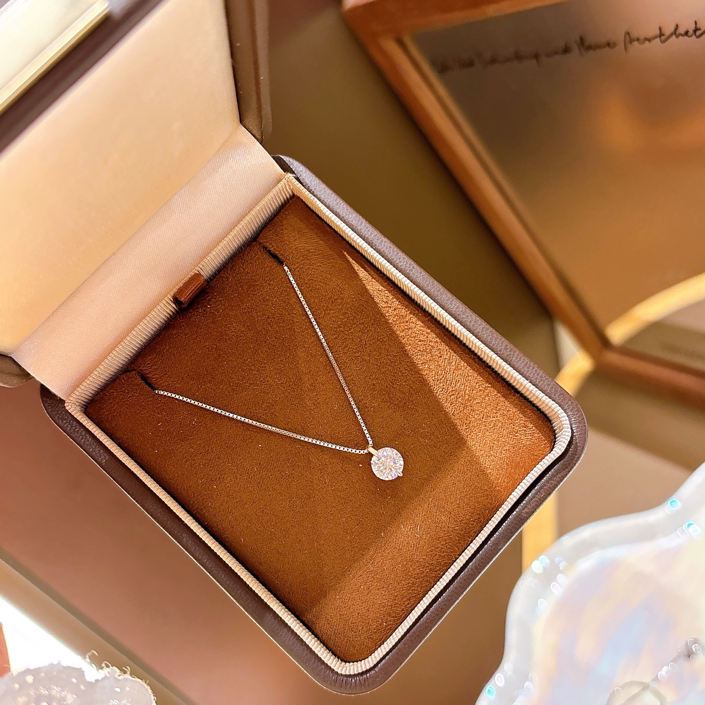 S925 Sterling Silver Moissanite Necklace Dainty Mother's Day Silver