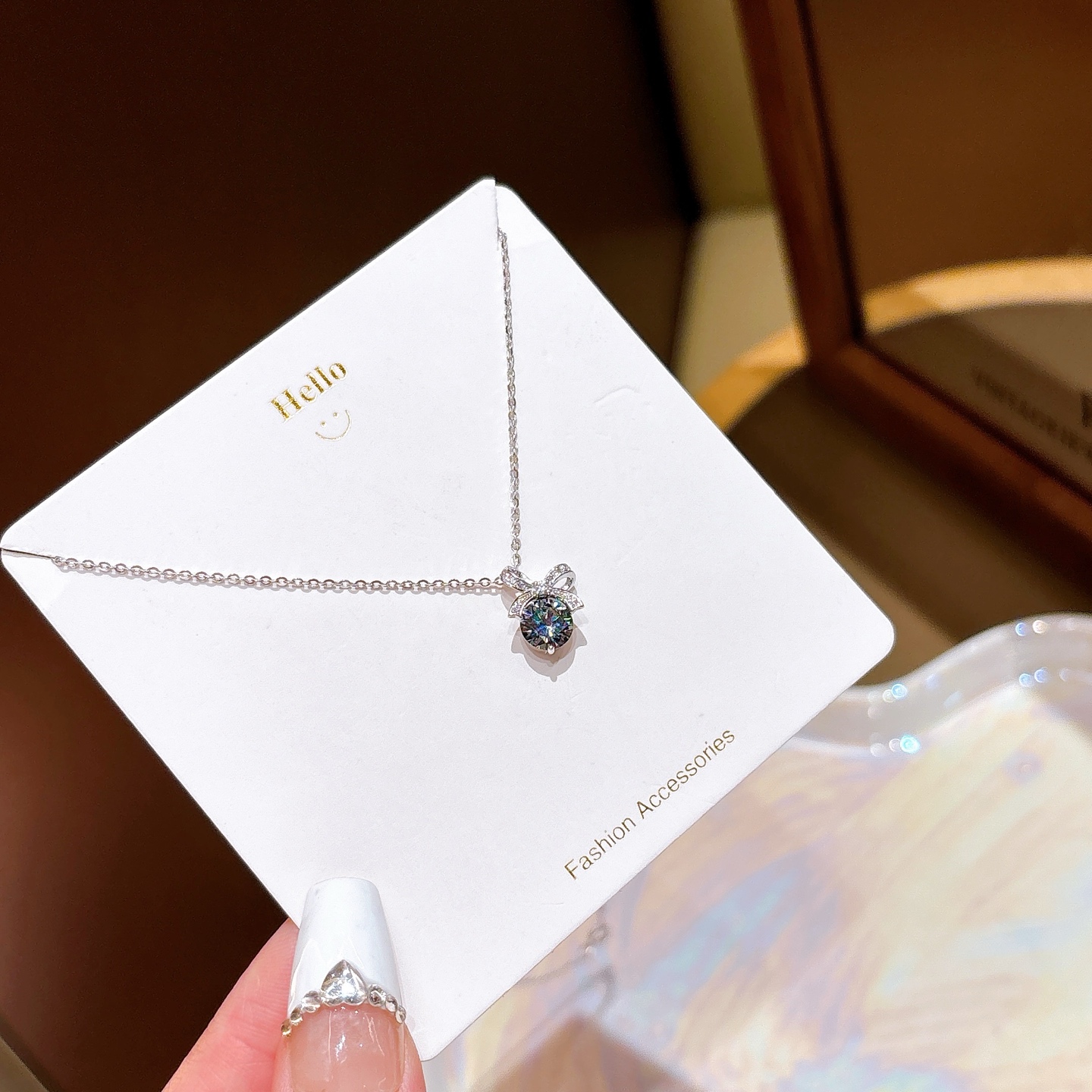 925 Silber Moissanit Kette Wald Party Silber