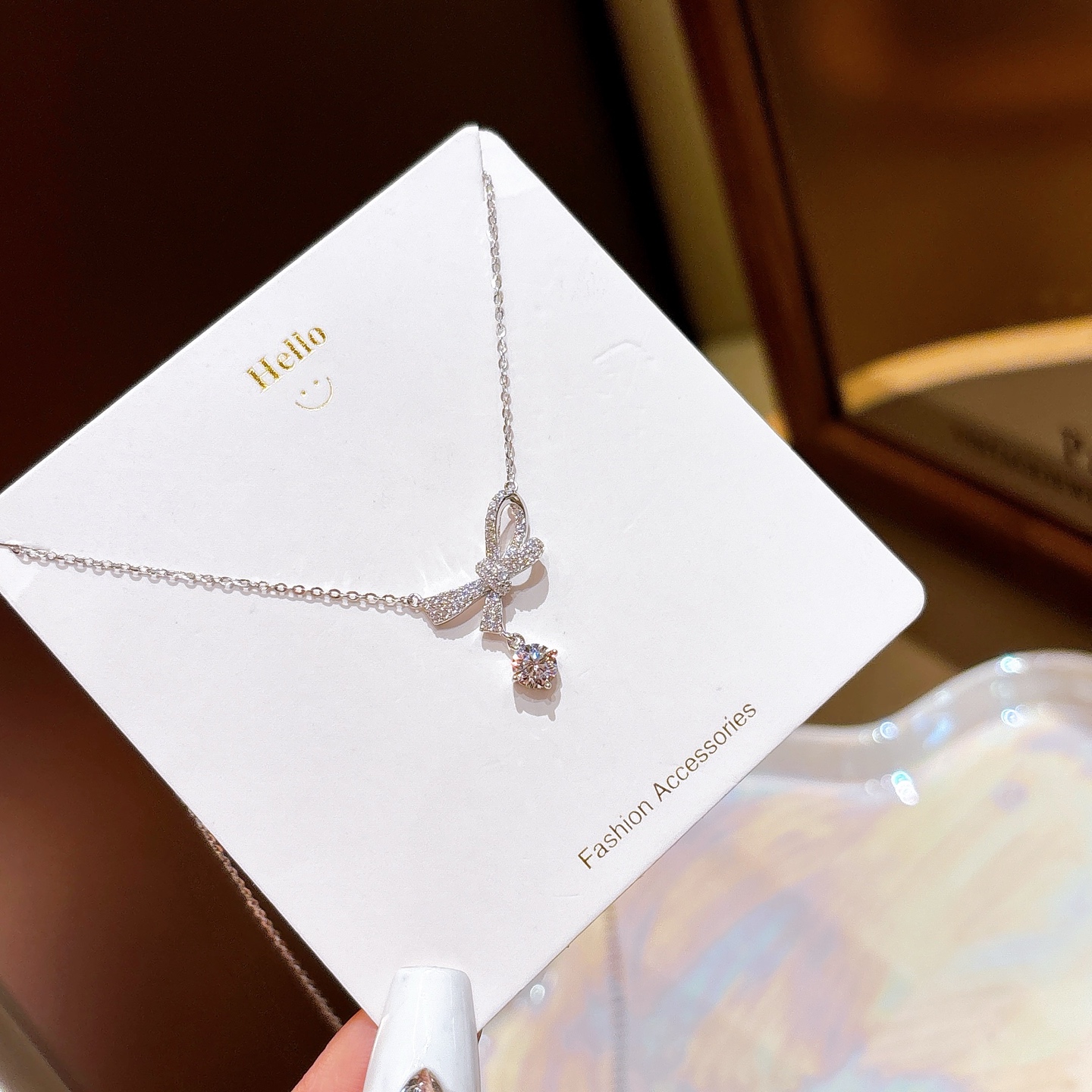 S925 Sterling Silver Moissanite Necklace Girly Party Silver