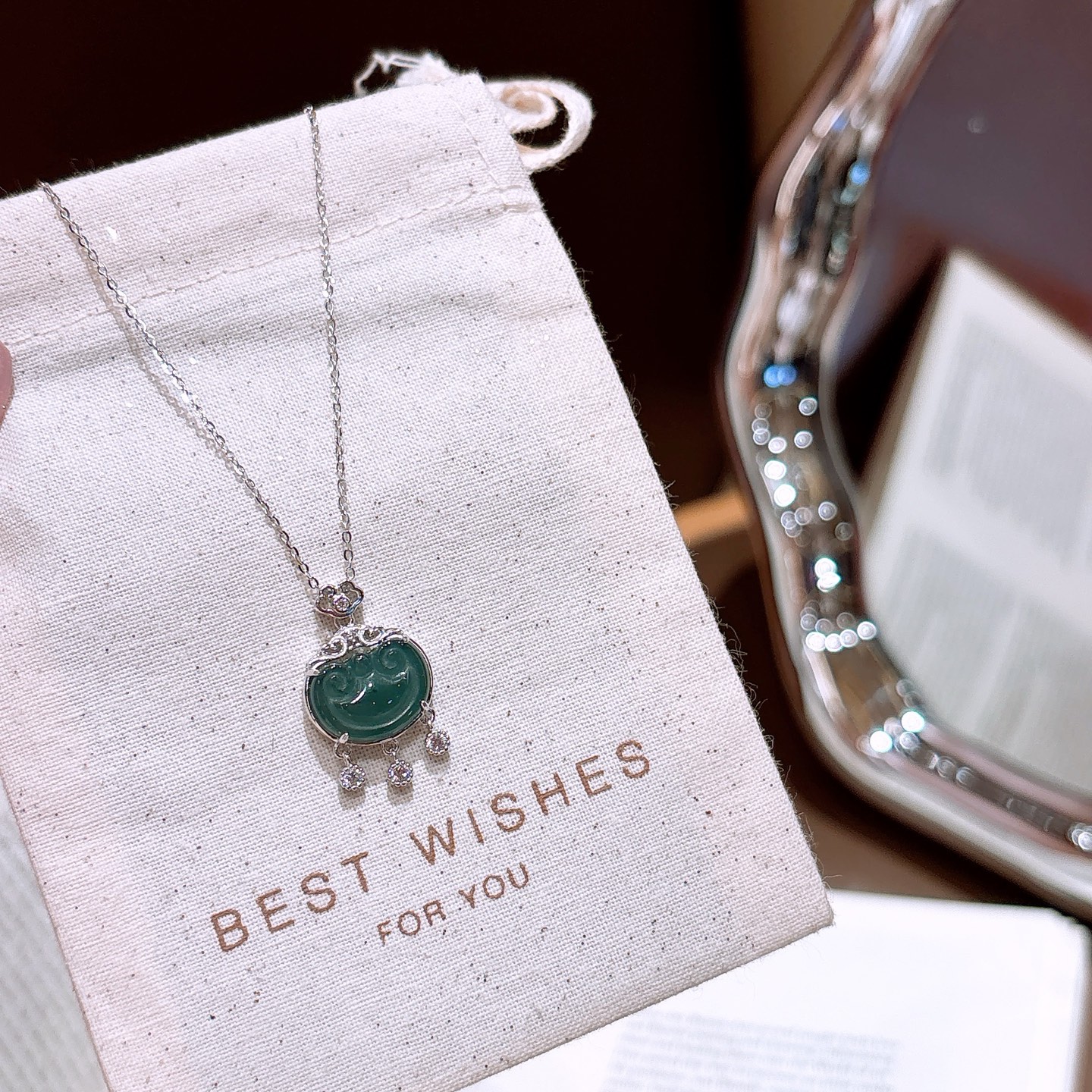 925 Silver Jadeite Necklace Vintage Workplace Silver