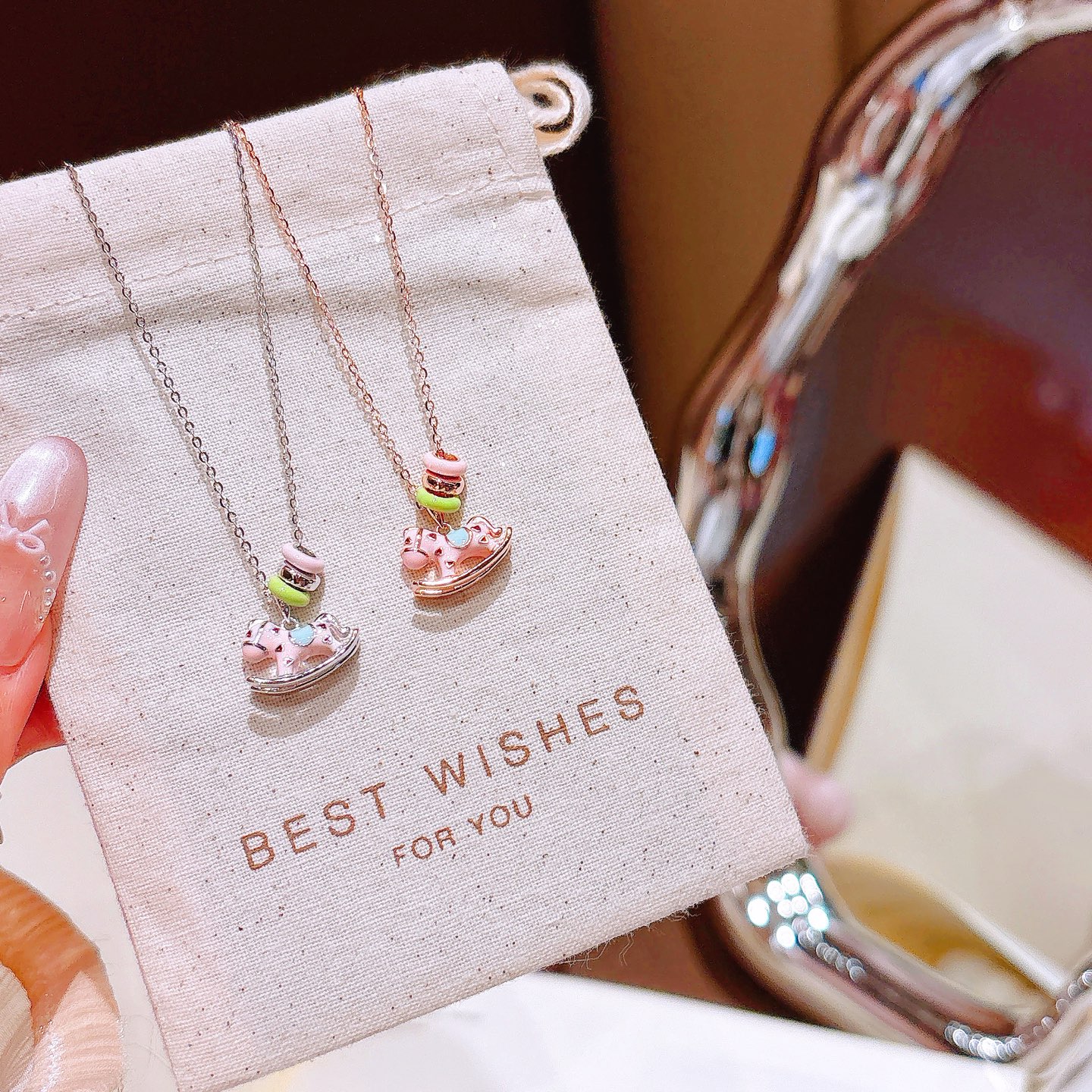 High Polish Silver Necklace Romantic Date Night Gold