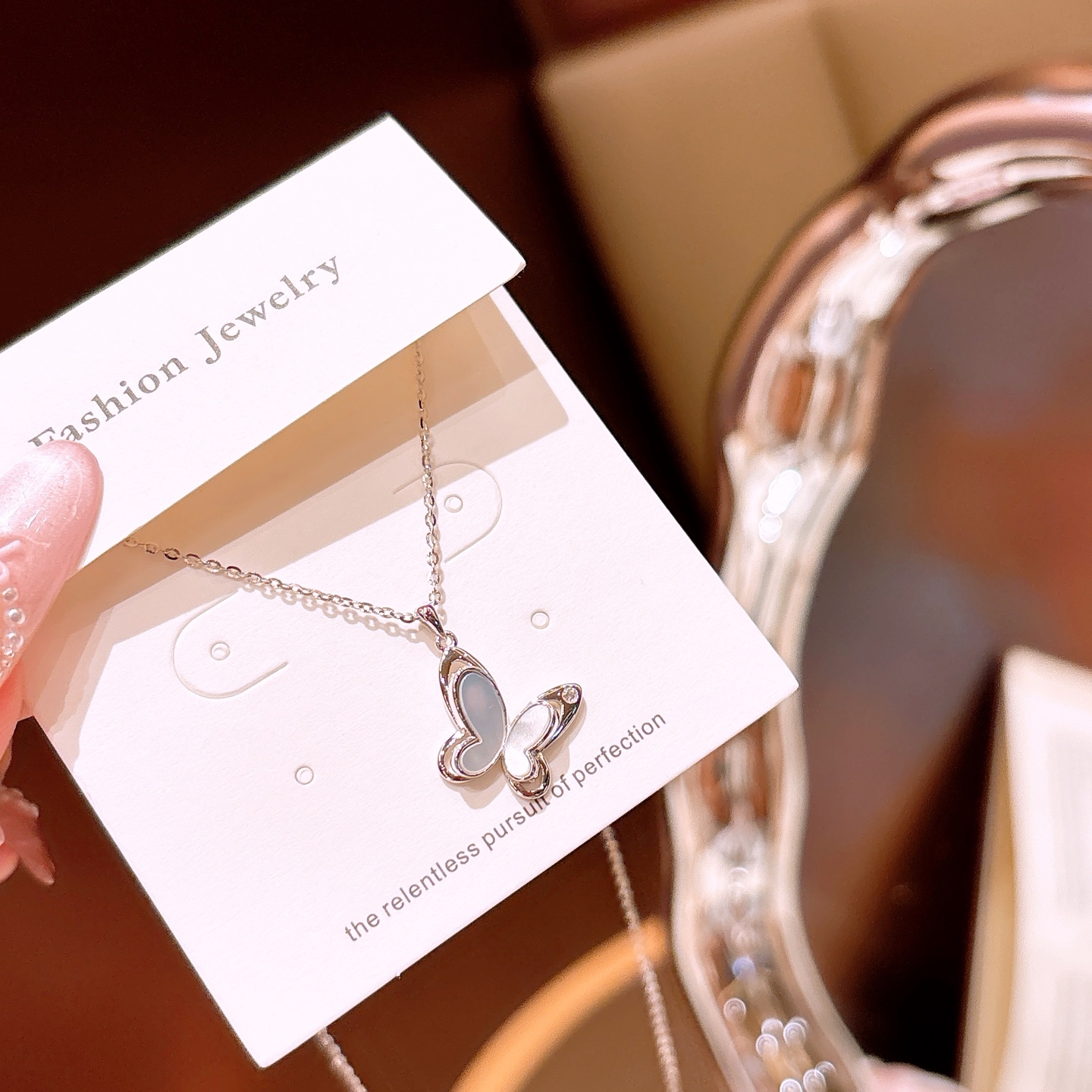 High Polish Silver Moissanite Necklace Ethereal Banquet Silver