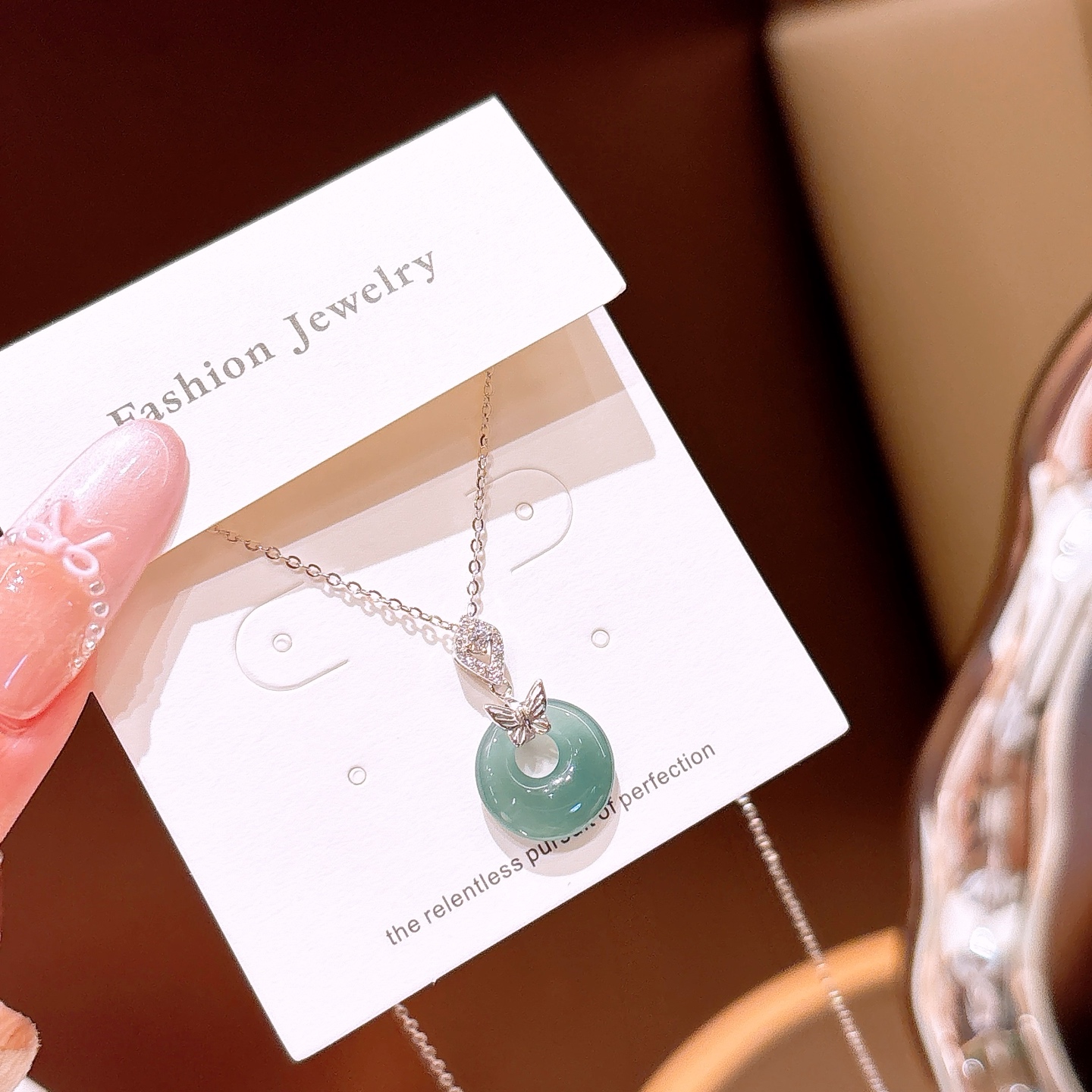 Hypoallergenic Silver Jadeite Necklace Artistic Teacher's Day Gold