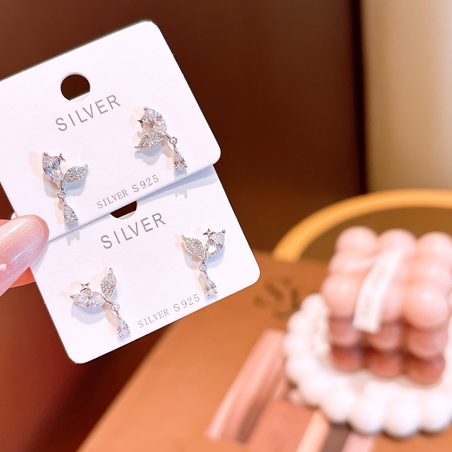 S925 Sterling Silver Earrings Premium Teacher's Day Silver