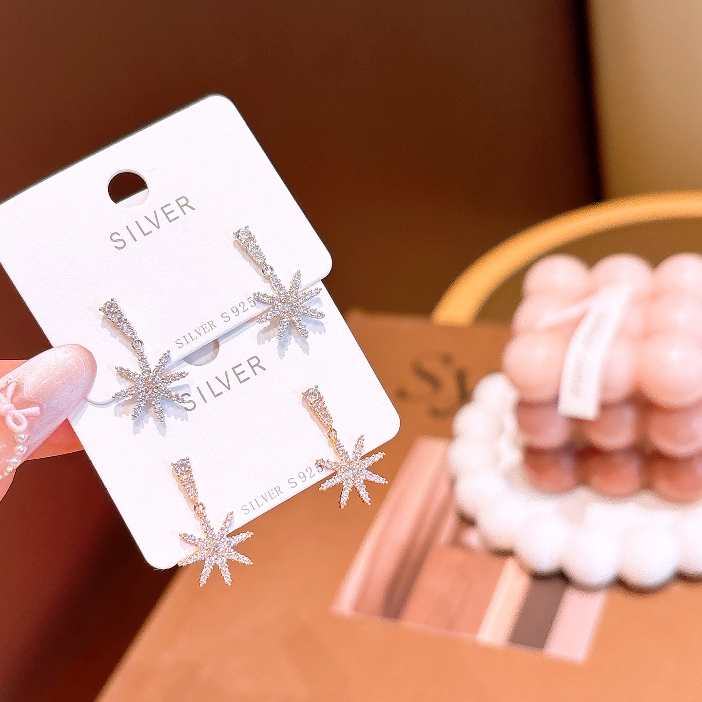 925 Silver Earrings Artistic Mother's Day Gold