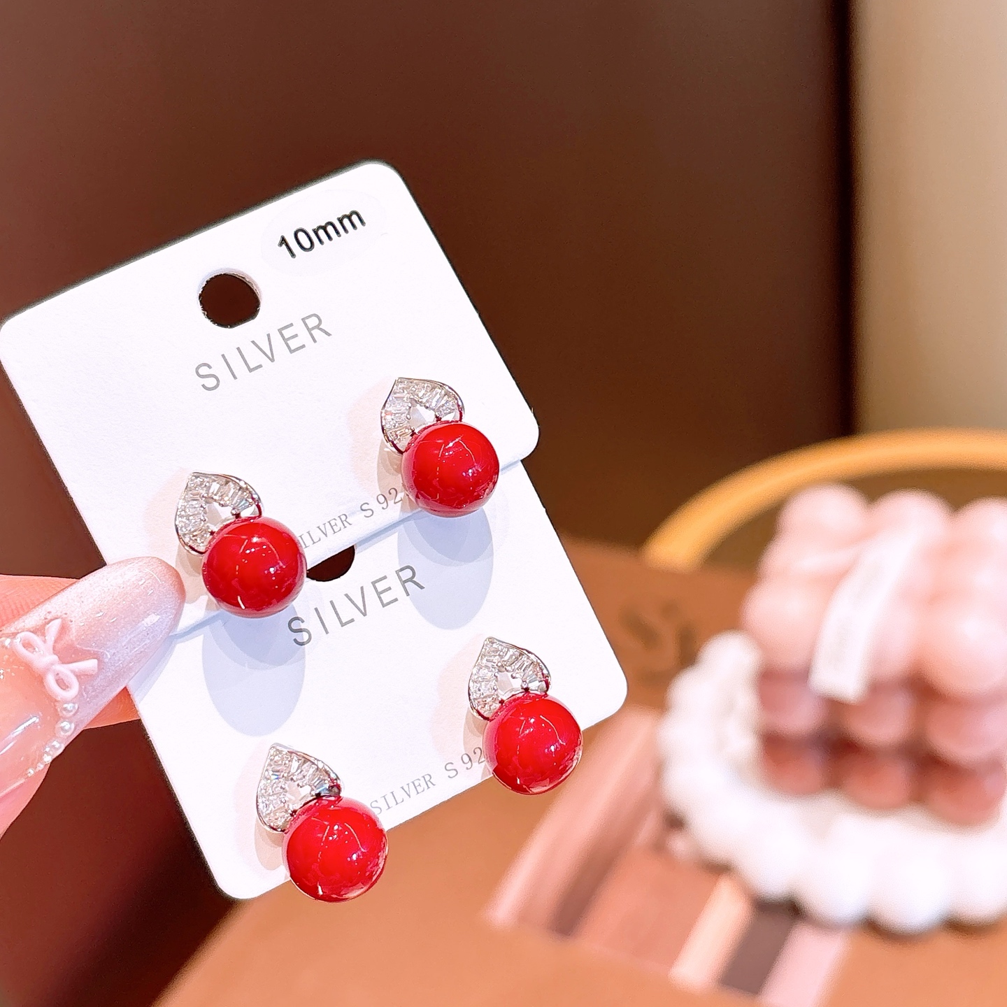 Solid Silver Earrings Korean Style New Year Gold