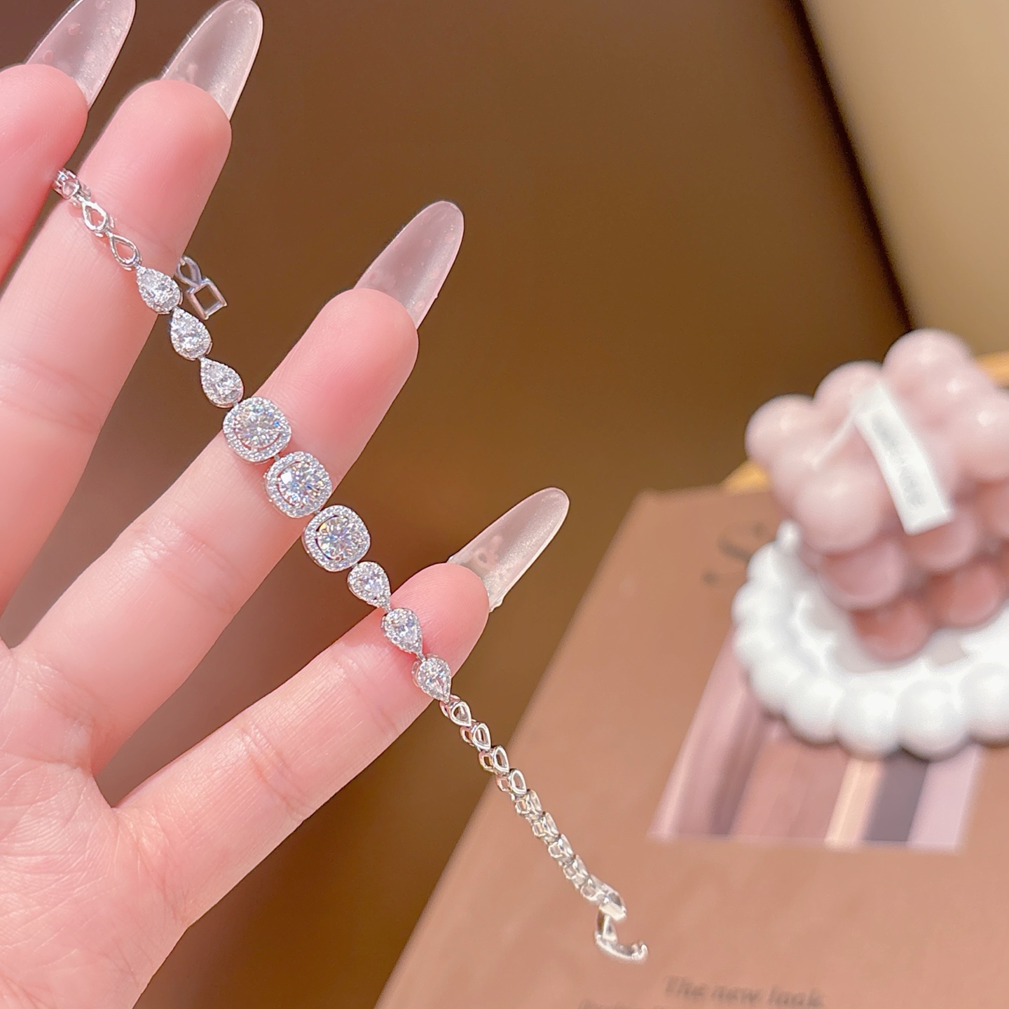 High Polish Silver Moissanite Bracelet Sweet Christmas Gold