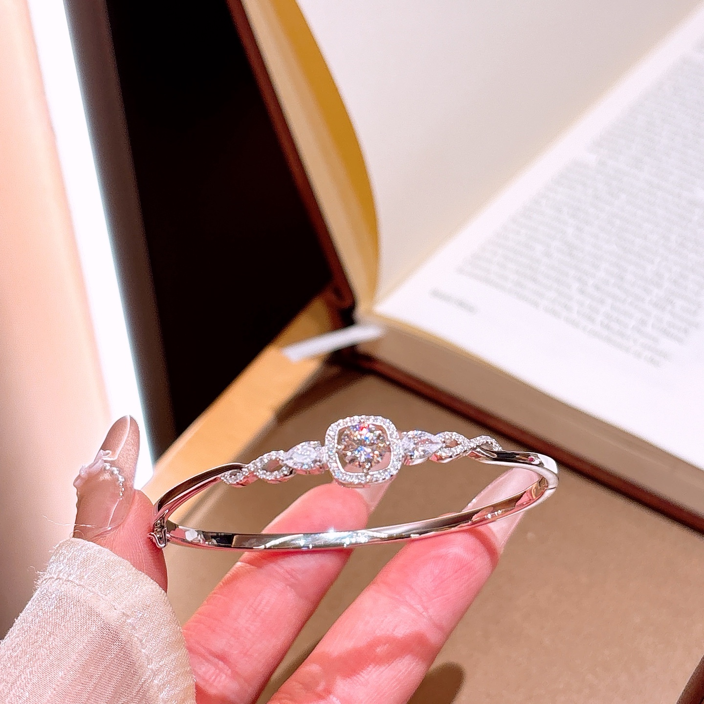 Solid Silver Moissanite Bangle Vintage Bestie Gift Gold