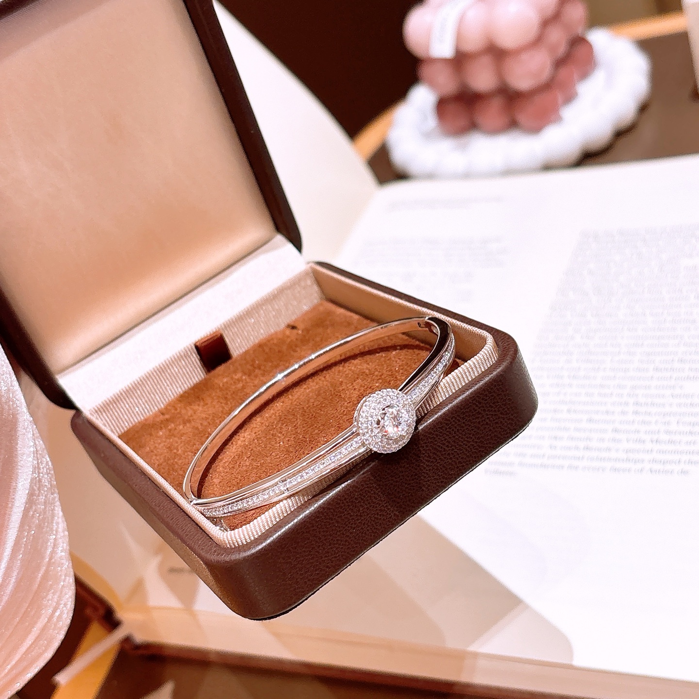 Solid Silver Moissanite Bangle Korean Style Proposal Silver