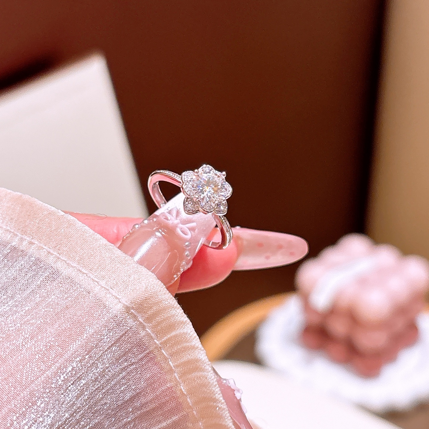 Solid Silver Moissanite Ring Vintage Annual Party Silver