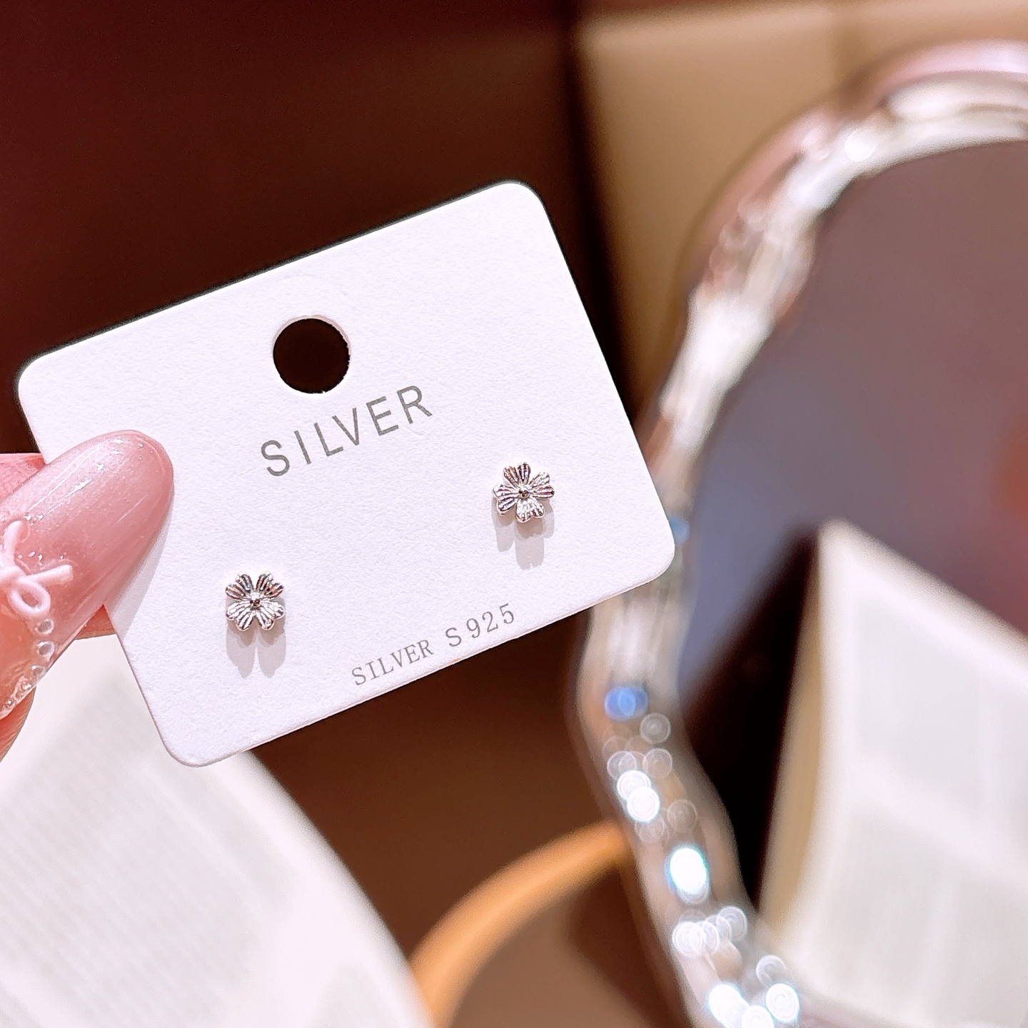 ガーリー純銀イヤリングシルバー 晩餐会