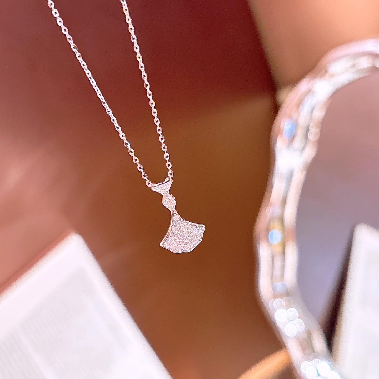 925 Silber Moissanit Kette Romantisch Alltag Gold