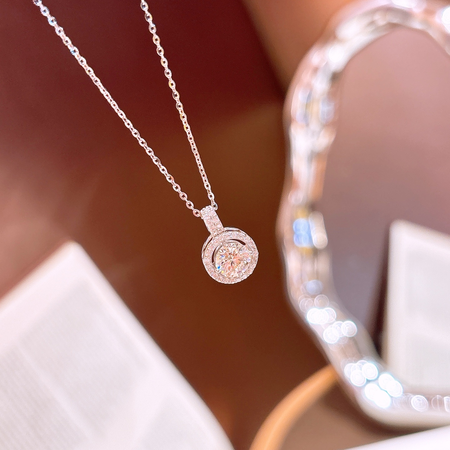 Nickel Free Silver Moissanite Necklace Ethereal Date Night Gold