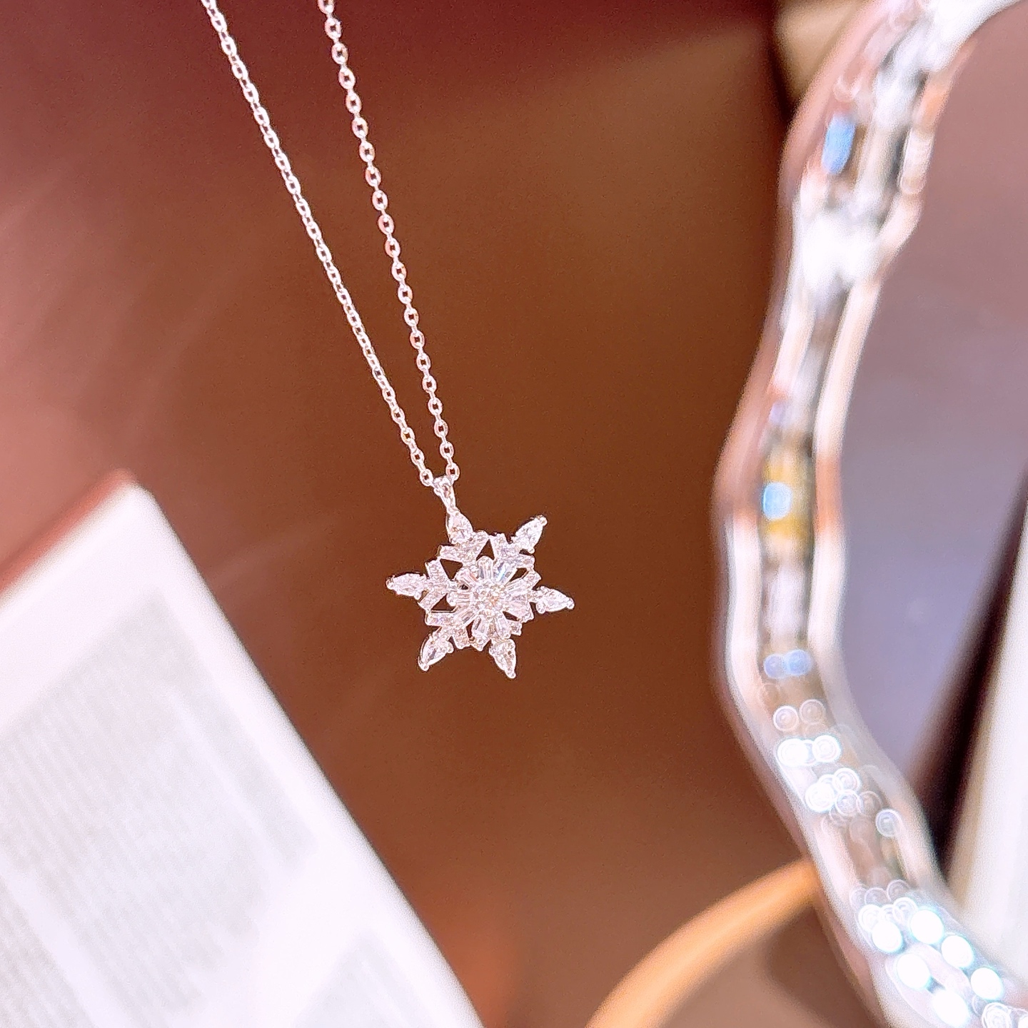 Solid Silver Moissanite Necklace Light Luxury Self-love Silver