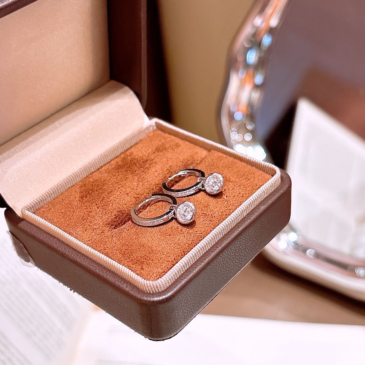 High Polish Silver Moissanite Ear Cuffs Sweet Mother's Day Silver