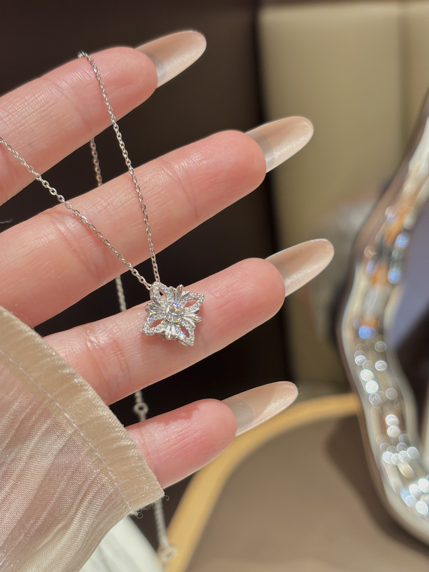 Hypoallergenic Silver Moissanite Necklace Ultra Minimal Anniversary