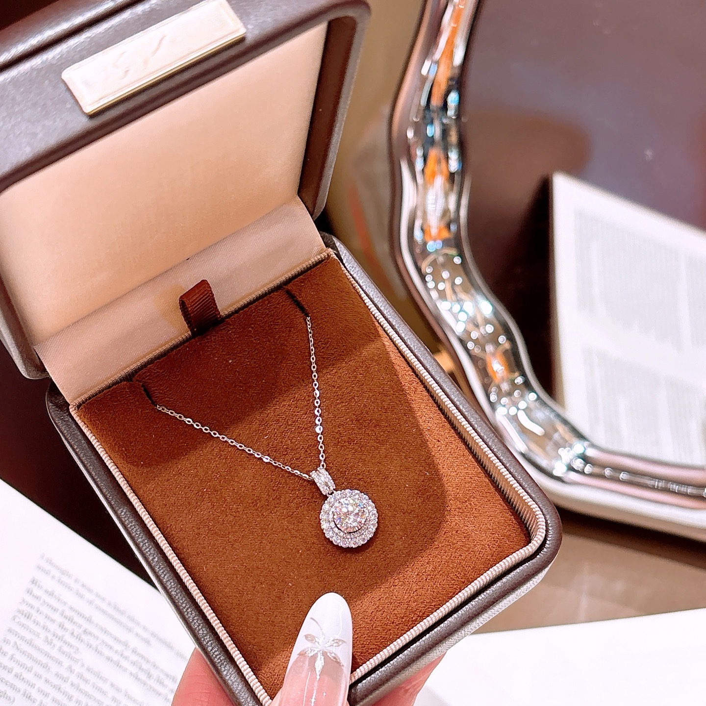 ミニマルニッケル無添加銀モアッサナイトネックレスシルバー 先生の日